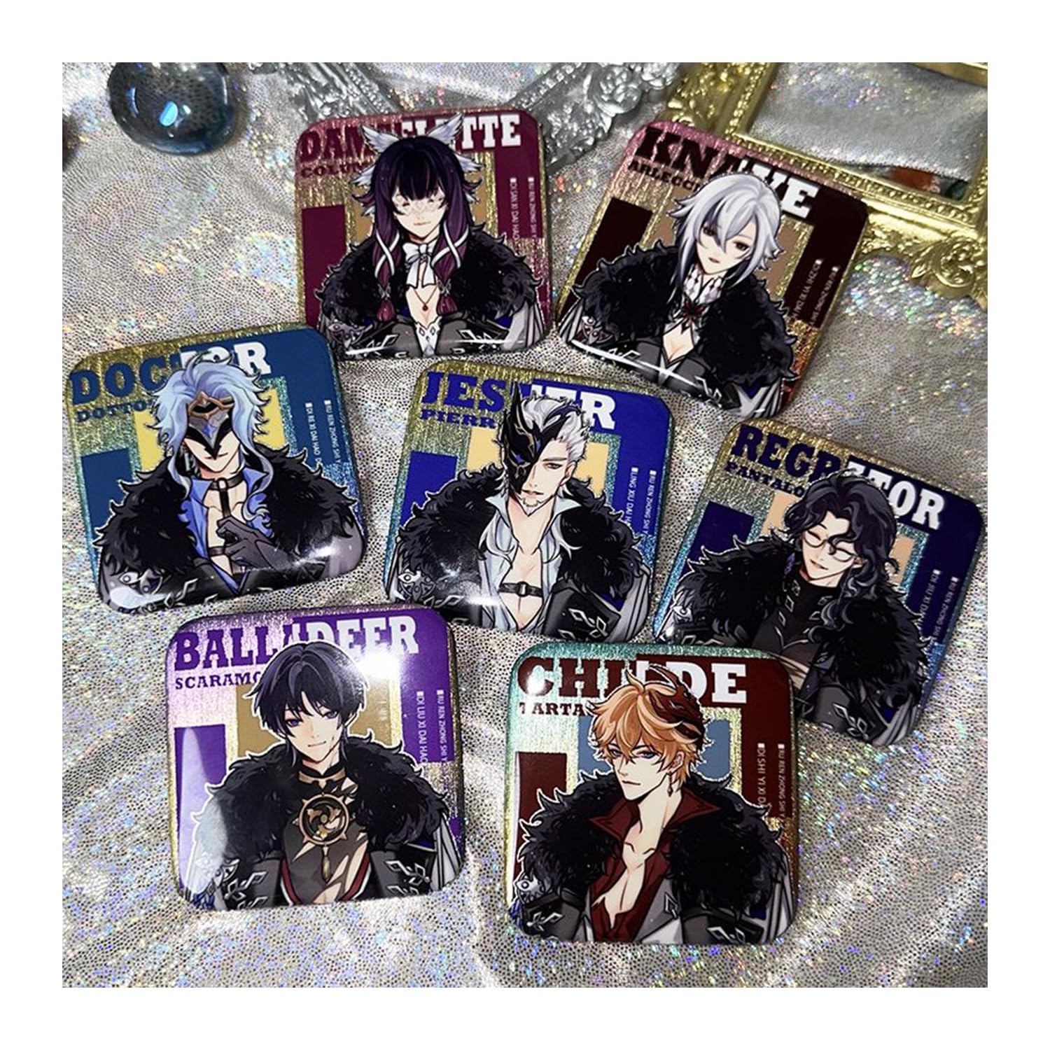 原神　アルレッキーノ　召使　スクエア　缶バッジ 原神」 テーマシリーズスクエア型缶バッジ アルレッキーノ